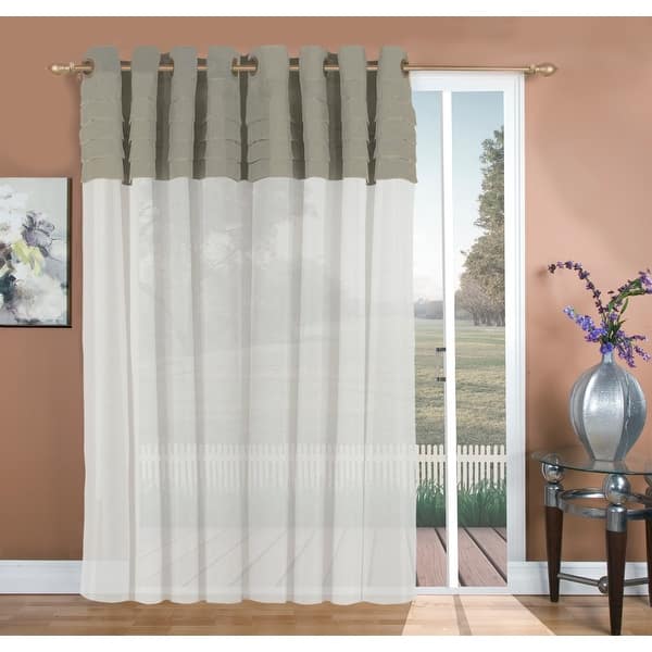 slide 2 of 3, Geneva Elegant Sheer Grommet Patio Curtain Panel - 104"W x 84"L Grey/White