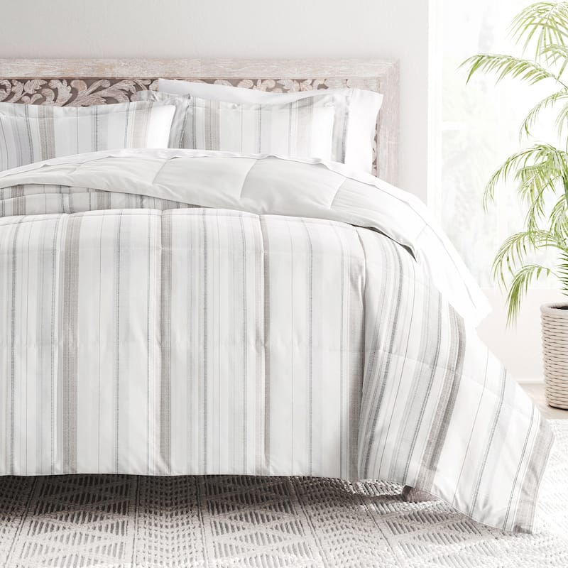 Becky Cameron Vertical Stripe Pattern Reversible Comforter Set