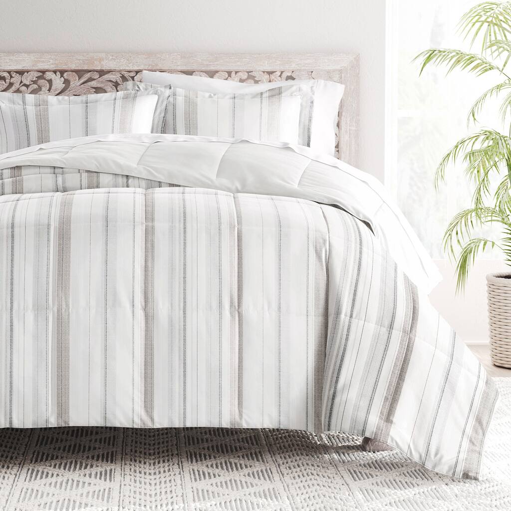 Becky Cameron Vertical Stripe Pattern Reversible Comforter Set