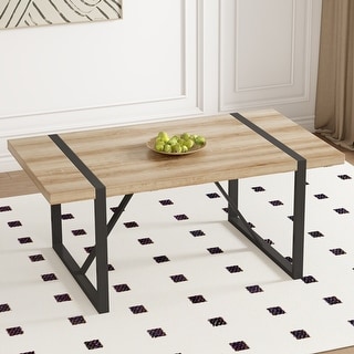 Industrial rectangular dining table with 2.3 inch thick engineered wood ...