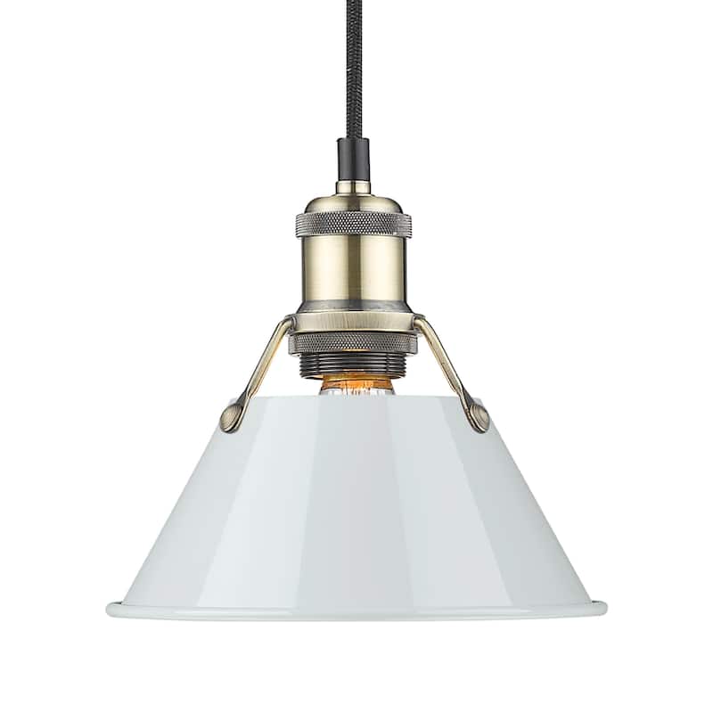 Yep by Golden Lighting Orwell 1-light 8in Pendant in Aged Brass and Dusky Blue shade - Gold
