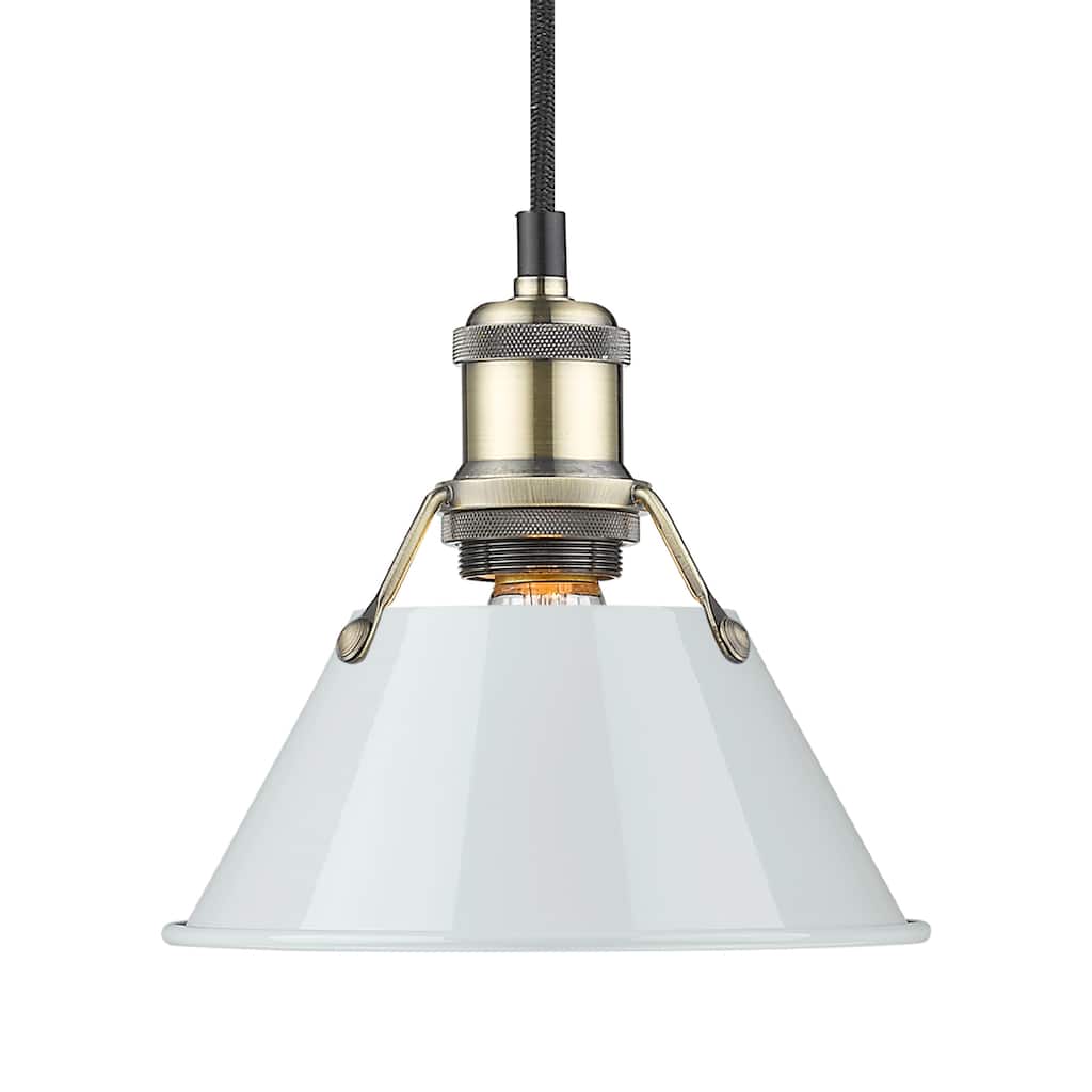 Yep by Golden Lighting Orwell 1-light 8in Pendant in Aged Brass and Dusky Blue shade - Gold
