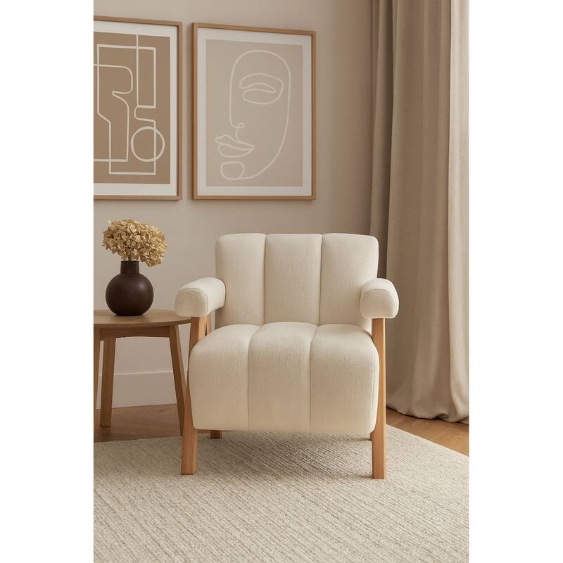 Vista Boucle Accent Chair Mid Century Modern Plush Comfortable Seating