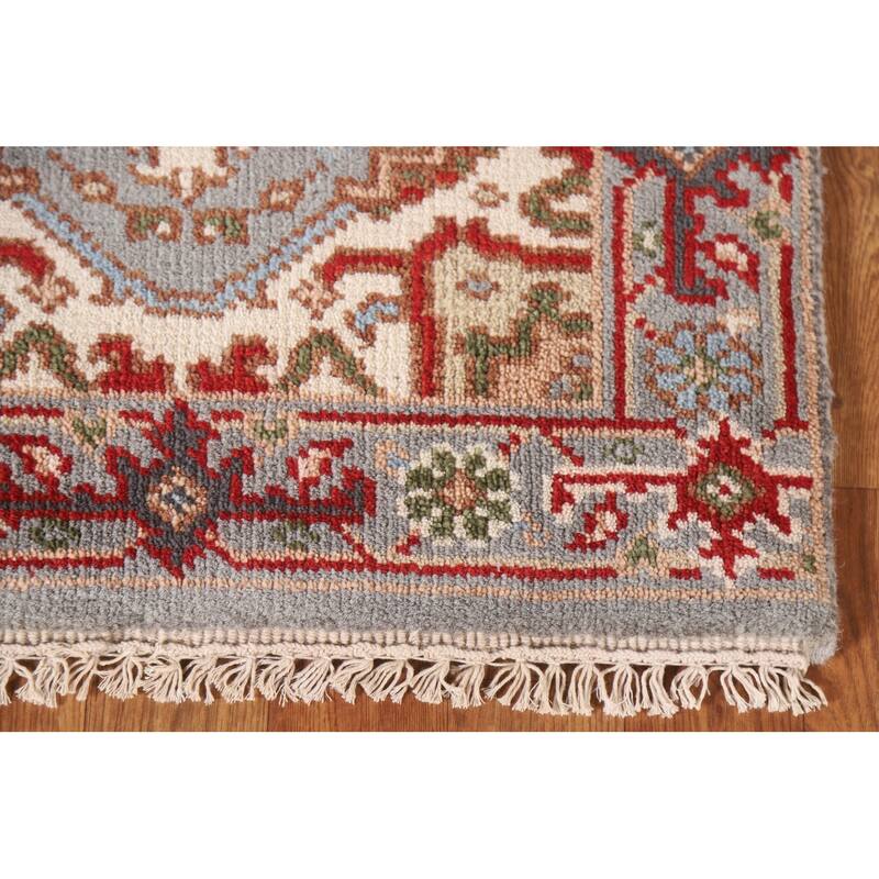Geometric Grey Heriz Serapi Oriental Area Rug Handmade Wool Carpet - 2'0"x 3'0"