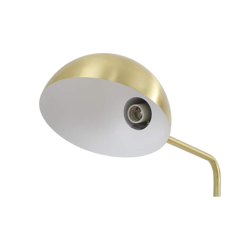1-Light Satin Brass Metal Floor Lamp With A Metal Shade