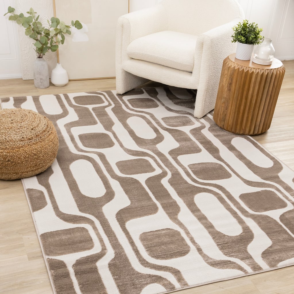 Leonardo Grey Modern Abstract Area Rug