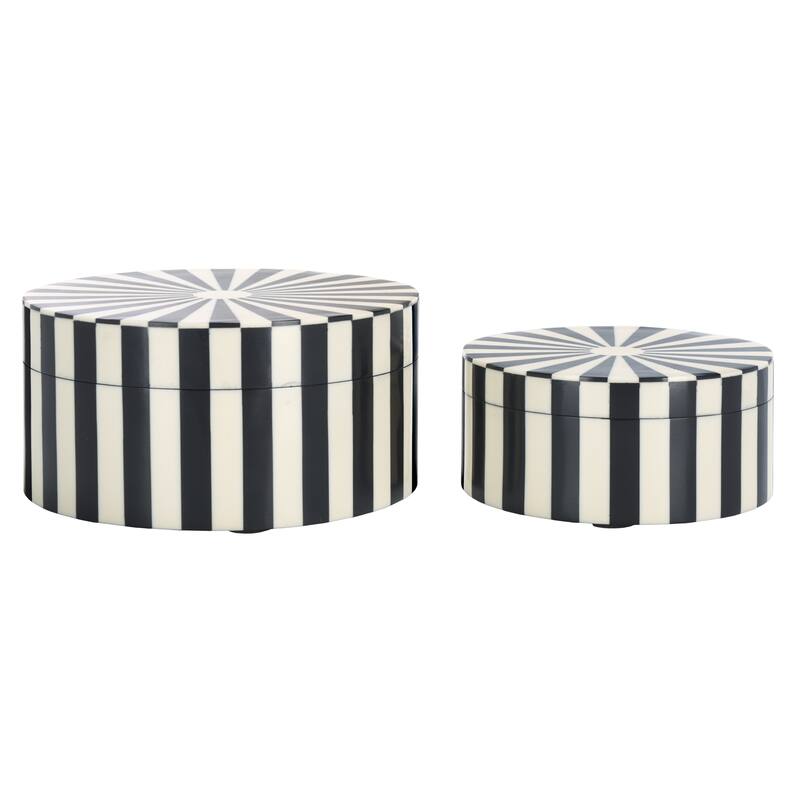 SAFAVIEH Home Charli Black/Ivory Resin Decorative Box Set of 2