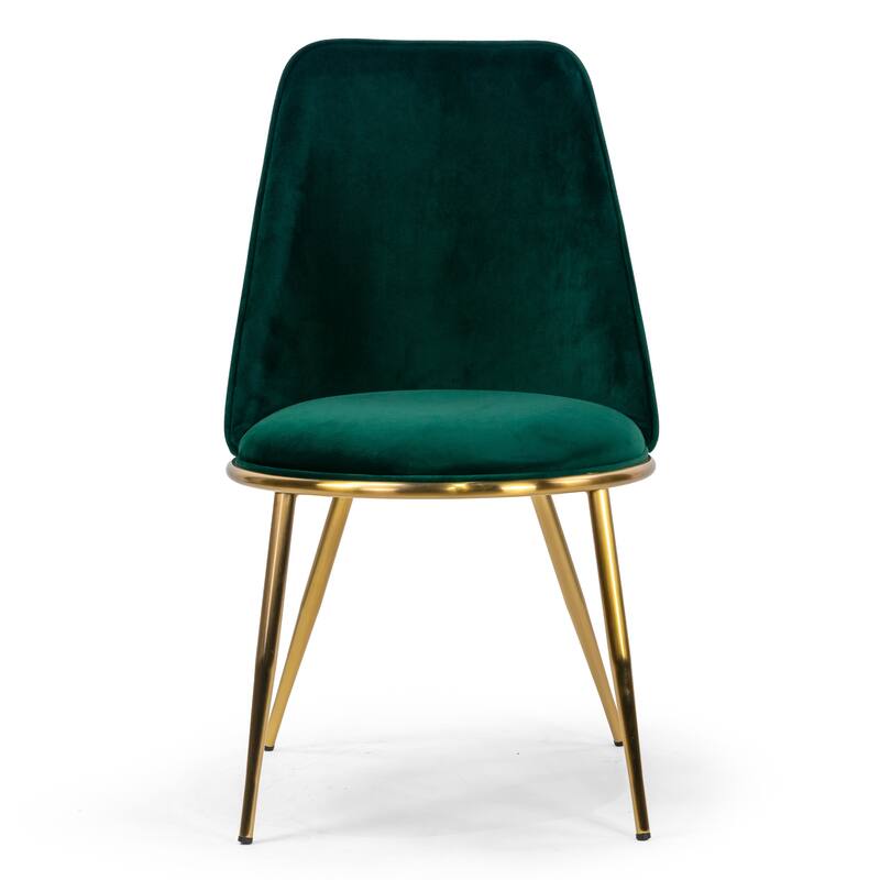 Anzu Glam Green Velvet Dining Chairs with Goldtone Legs (Set of 2)