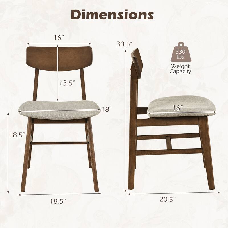 Gymax 4PCS Dining Chairs w/Curved Backrest Linen Fabric Upholstered