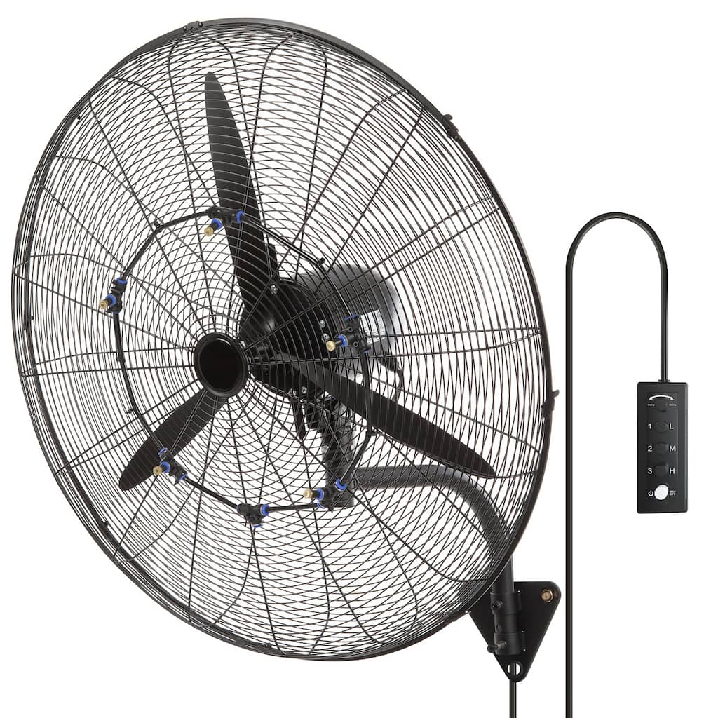 Wall-Mount Misting Fan, 30 Inch, 3-speed High Velocity Max 9500 CFM, Waterproof Oscillating Industrial Wall Fan