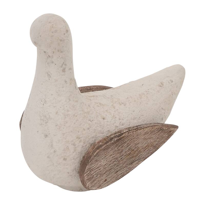 Ceramic Hand-Carved Bird Decorative Figurine - Ivory