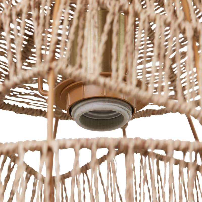 Charlotte River of Goods Metal and Woven Hemp Rope Hanging Pendant Light - 15.5" x 15.5" x 15.75/62.75"