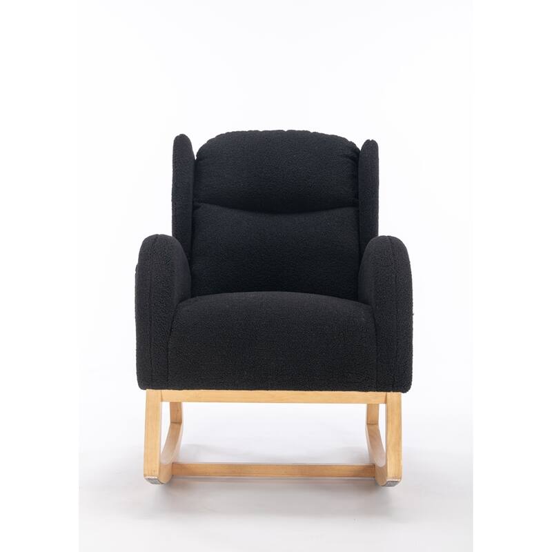 Modern Teddy Fabric Rocking Chair With Packet Wood Leg