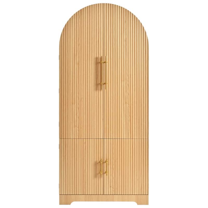 Arched 72" Tall Kitchen Pantry Cabinet with 8 Door Shelves and 3 Adjustable Shelves for Kitchen Storage Solutions