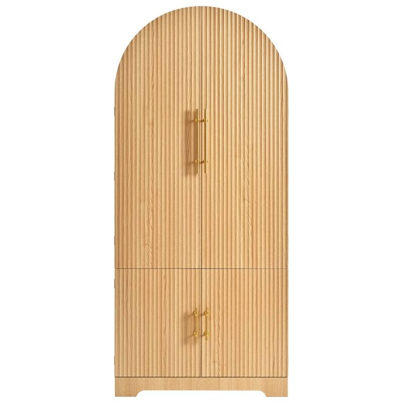 Arched 72" Tall Kitchen Pantry Cabinet with 8 Door Shelves and 3 Adjustable Shelves for Kitchen Storage Solutions