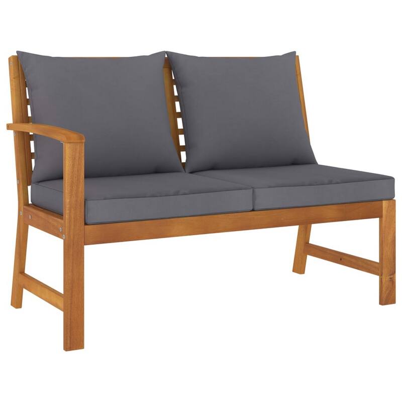 Roma 4pc Patio Sofa Set with Coffee Table, Gray Cushions, Acacia Wood
