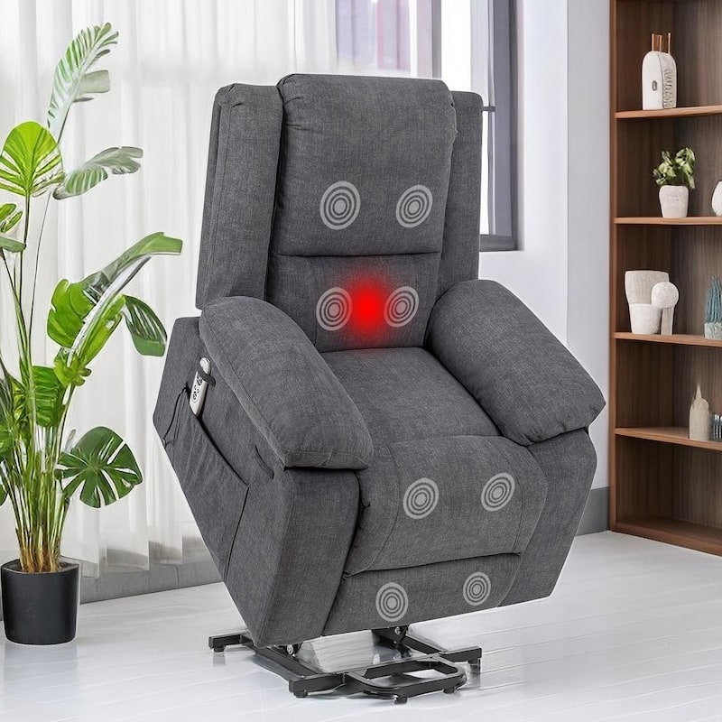 Power Lift Recliner Chair for Elderly With Massage and Heating with Cup Holders