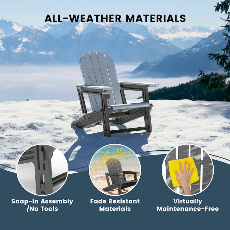 Coastline Outdoor Poly 3-Piece Set Adirondack Chair with Side Table