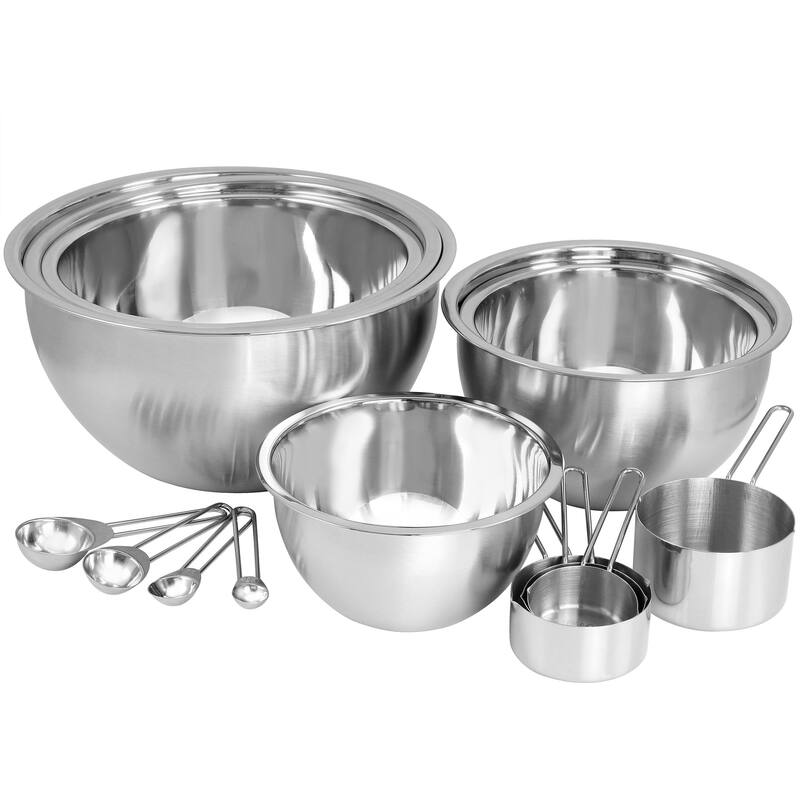 MegaChef 14 Piece Stainless Steel Measuring Set with Mixing Bowls - 14 Piece
