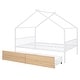 preview thumbnail 12 of 16, Twin Size Metal House Bed with 2 Drawers Storage Bed, White