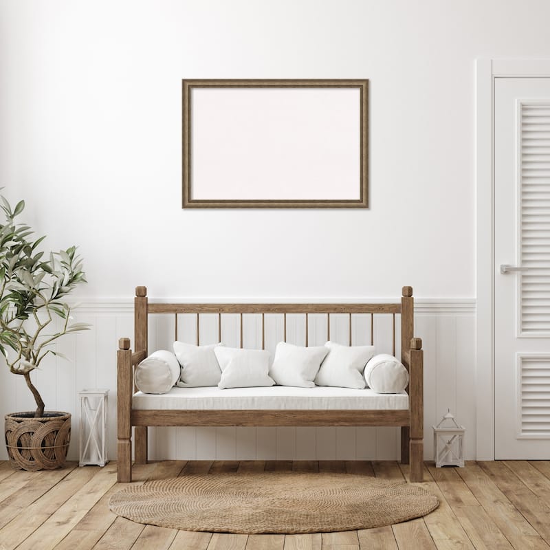Angled Bronze Wood Framed White Corkboard Bulletin Board