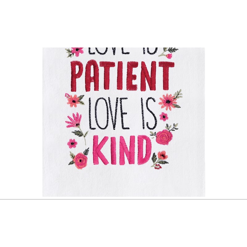 Love Is Patient & Kind Embroidered Cotton Flour Sack Kitchen Towel