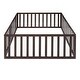 preview thumbnail 24 of 38, Full Size Wooden Floor Bed Frame with Safety Fence and Privacy Door - Stylish & Minimal Daybed
