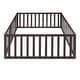 preview thumbnail 37 of 38, Safe Play Area, Full Size Wooden Floor Bed Frame with Fence and Door, Open Design Low Bed for Kids, Without Slats
