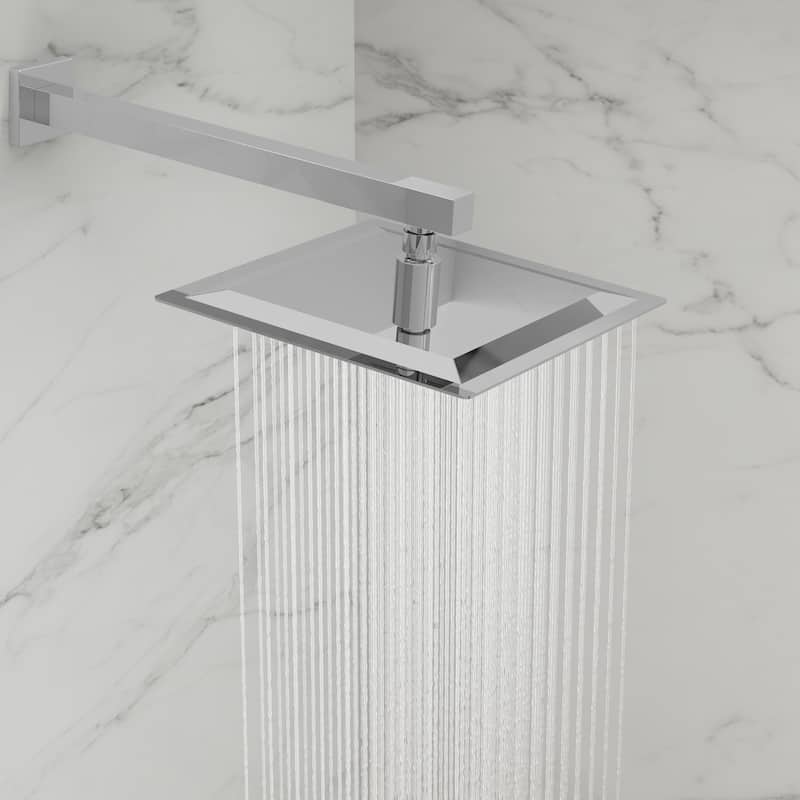 GRANDJOY Shower Faucet Set 10 and 6 inch Wall Mount Rainfall Dual Shower Heads with Handheld Shower Spray Combo High Pressure