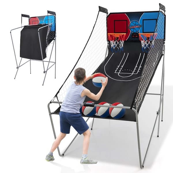 slide 2 of 20, Costway Dual Shot Basketball Arcade Game with 8 Game Modes Arcade - See Details Red