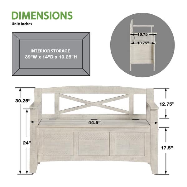 dimension image slide 3 of 4, Entryway Bench with Flip Up Storage