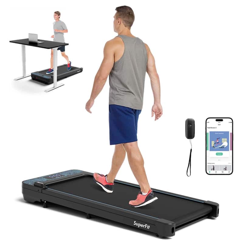 3-in-1 Walking Pad Under Desk Adjustable Speed Compact Treadmill - Black