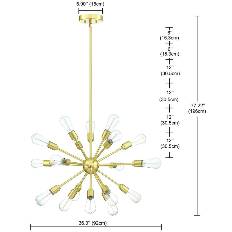 18-Light Chrome Metal Sputnik Chandelier