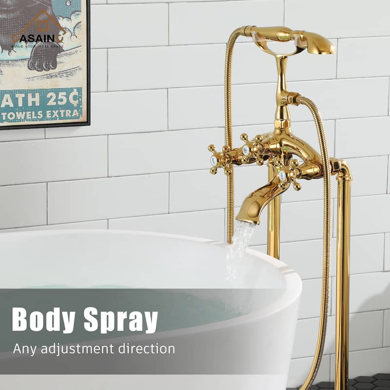 CASAINC 2-Function Free Standing Bathtub Faucet with 360 Degree Swivel Spout