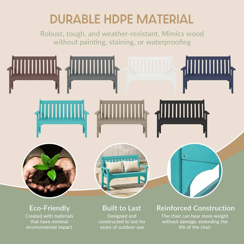 Polytrends Laguna 51" Outdoor Patio 2-Person Garden Bench