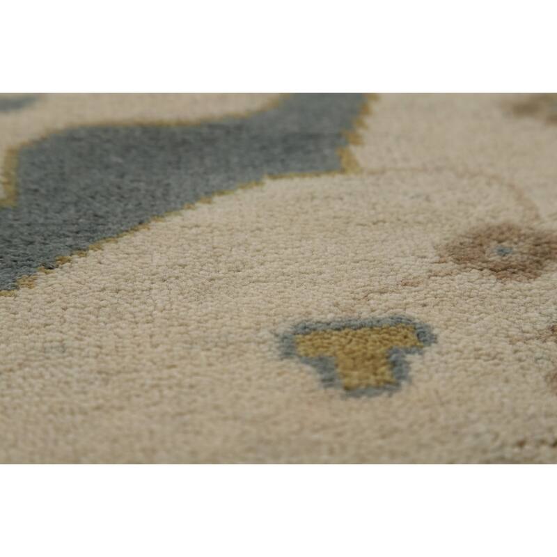 Ivory Oushak Indian Area Rug Handmade Wool Carpet - 8'1"x 9'10"