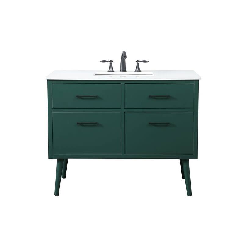 Elegant Lighting VF41042M Boise 42" Free Standing Single Basin Vanity - Green - Painted