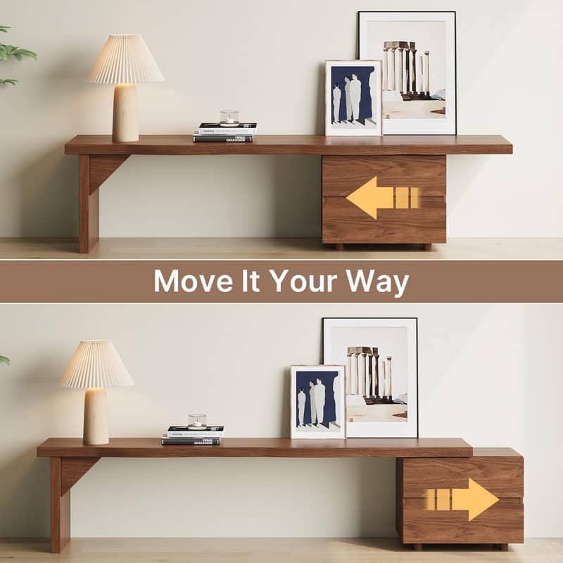 Modern 71" Solid Wood Tv Stand With Drawers, Media Console Table For Living Room, Walnut Finish