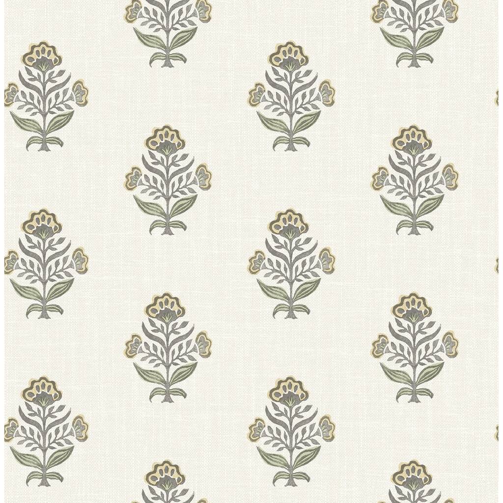 Chesapeake Hollyhock Honey Floral Crest Wallpaper