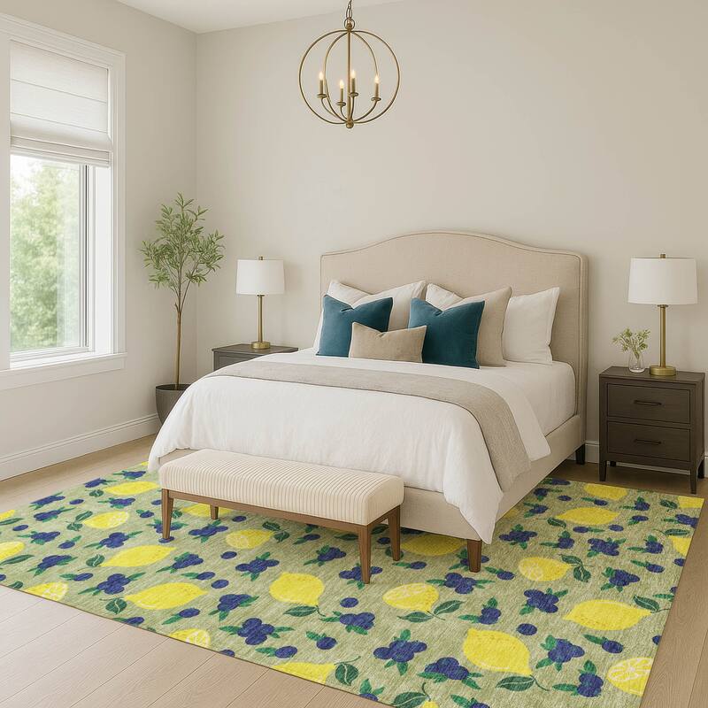 Machine Washable Indoor/ Outdoor Citrus Berry Chantille Rug