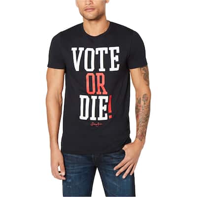 Sean John Mens Vote or Die! Graphic T-Shirt, Black, X-Large