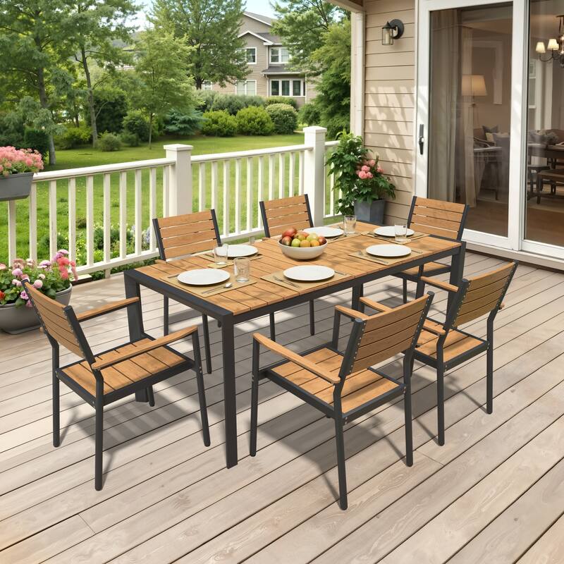 Pellebant Premium Outdoor Patio Aluminum Dining Table with Umbrella Hole