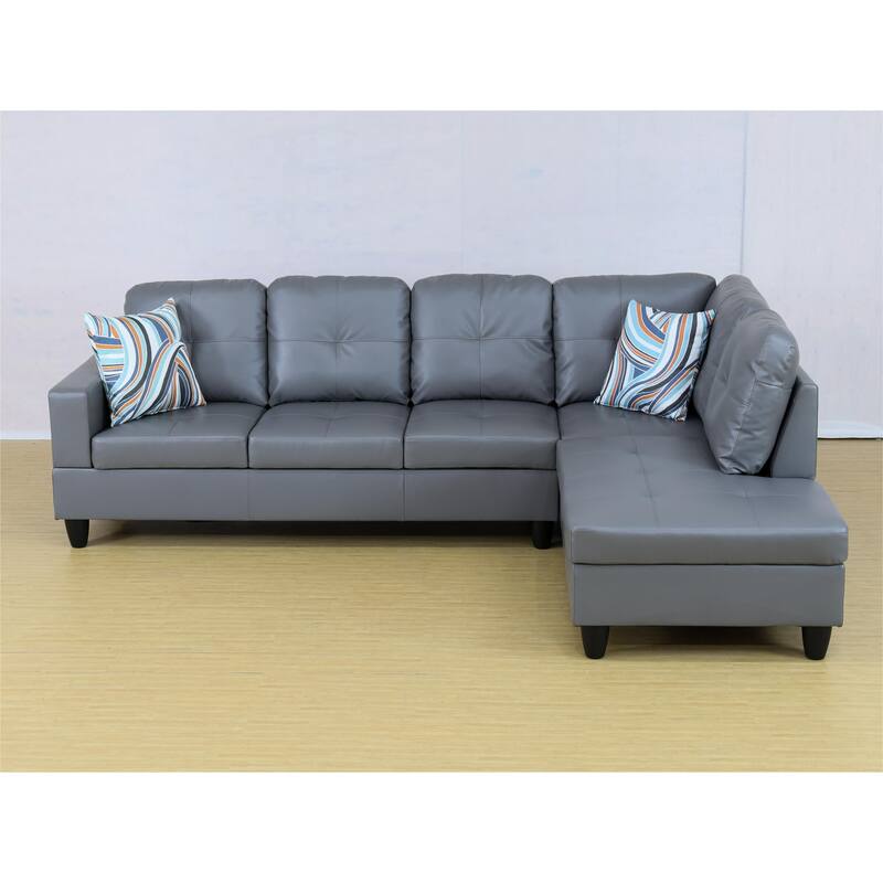 KISRAIS 103" Wide 2-Piece Vegan Leather Sectional Sofa