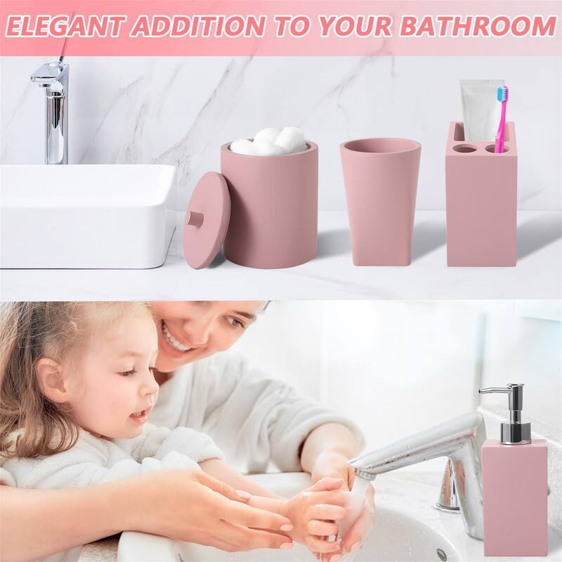 5Pcs Resin Pink Bathroom Sets