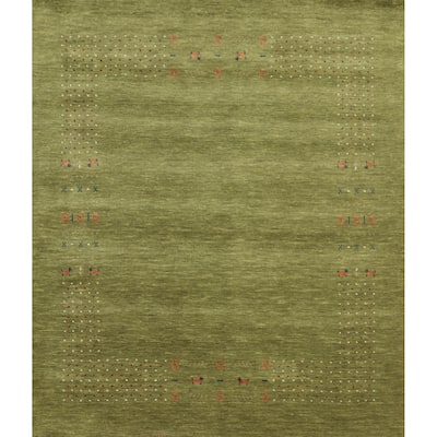 Hand Knotted Oriental 100% Wool Carpet Tribal Animal Pictorial Green Gabbeh Area Rug - 5' 11'' X 6' 0''