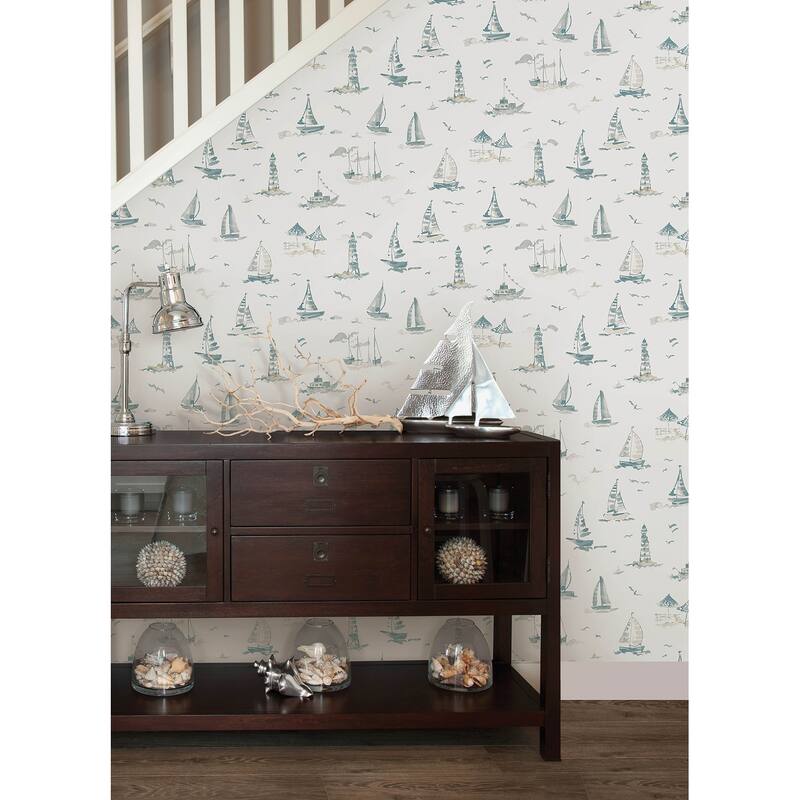NuWallpaper Set Sail Taupe Peel and Stick Wallpaper - N/A