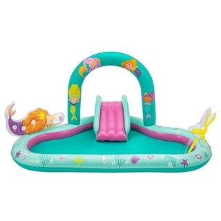 Mermaid Inflatable Play Center, Kids Splash Pool with Sprinkler