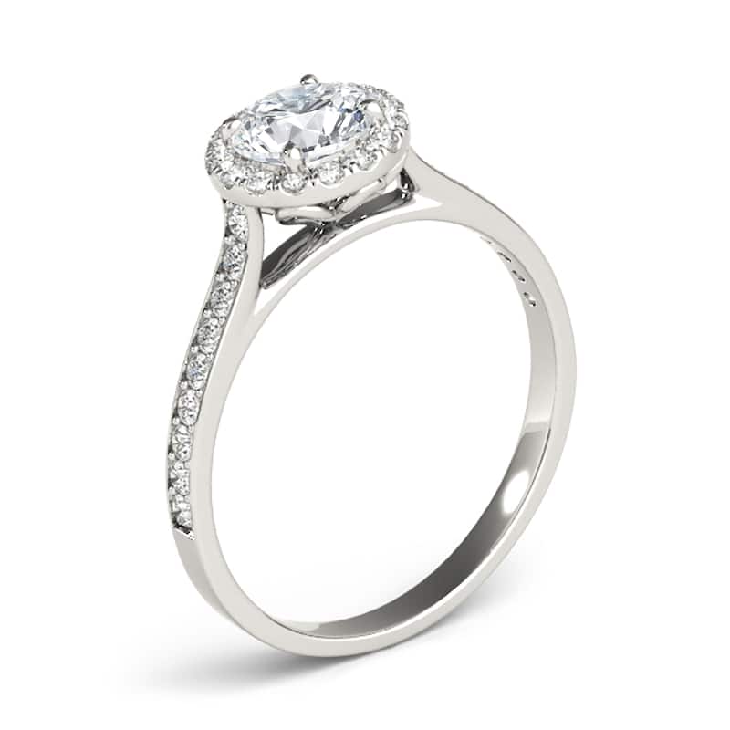 Auriya 14k White Gold Lab Grown Round Diamond Halo Engagement Ring 0.50 to 5.00 ct. tw. (F-G VS)
