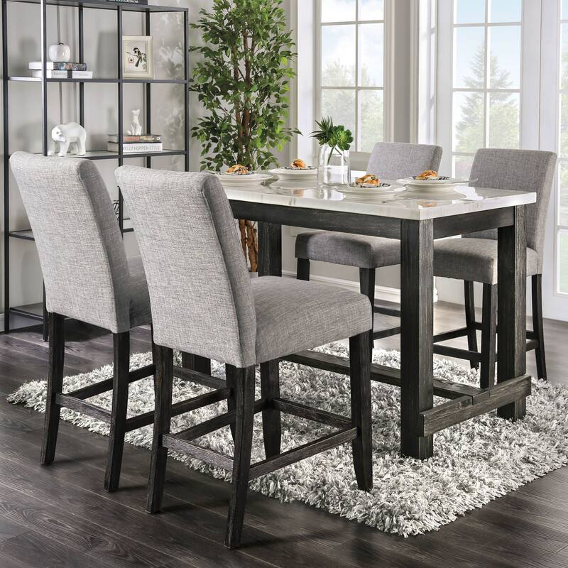 Shap Rustic Solid Wood 5-Piece Counter Height Dining Set by Furniture of America - Light Grey