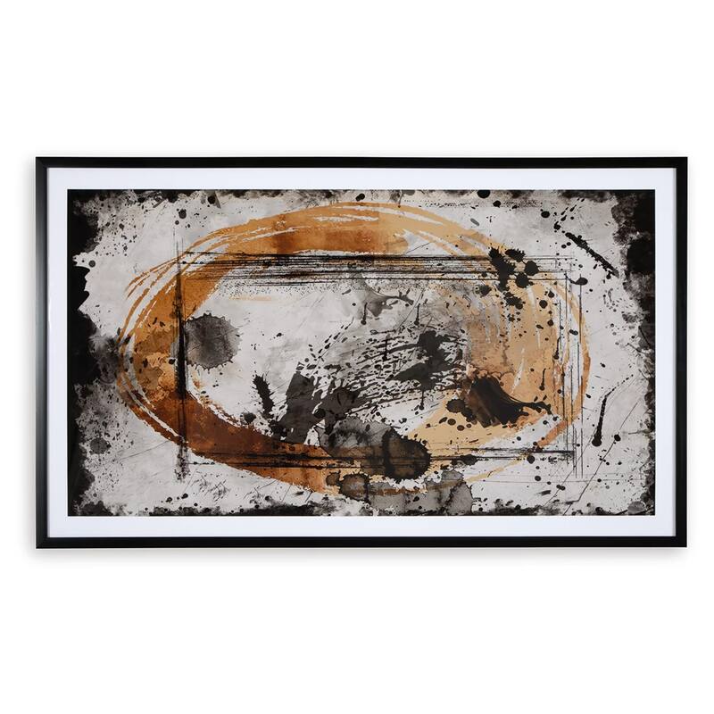 37 x 63 Inch Wall Art Decor, Framed Acrylic, Modern Abstract Black, Brown